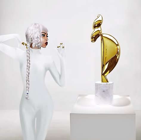artist-lina-viktor Lina-Viktor---afro-futurist and gold sculpture