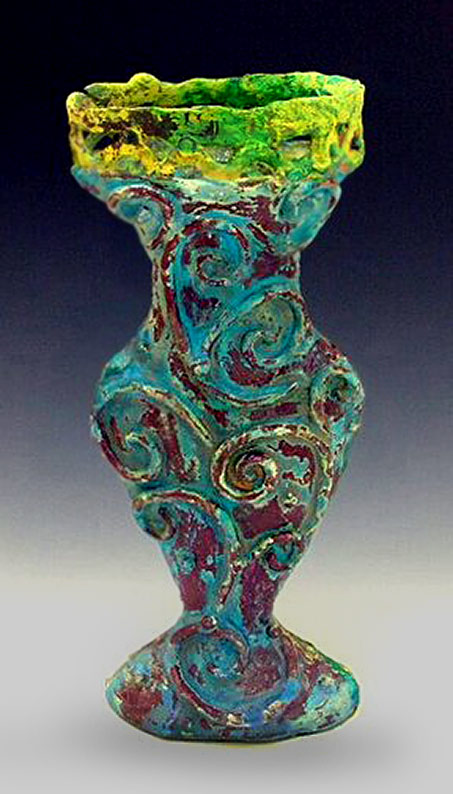 Linda-Hoffhines-tall-green-vase Green spiral vase - Linda Hoffhines