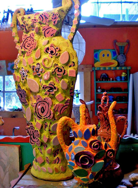 Linda-Hoffhines-vase-and-teapot Linda-Hoffhines-vase-and-teapot-yellow and orange