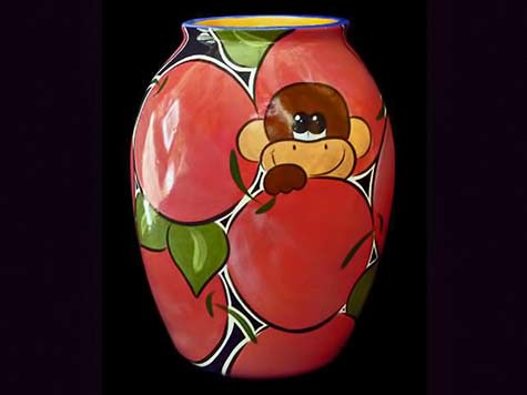 Lovely-Flower-Vase--PEFI-Ceramics Mnkey motif ceramic pot PEFi ceramic