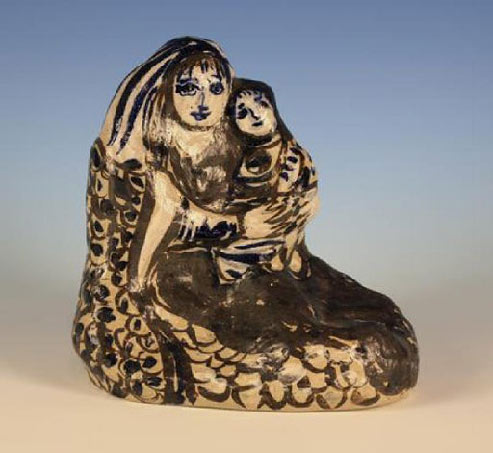 Lydia-Corbett-(1934-) Lydia-Corbett-Mother and child ceramic sculpture