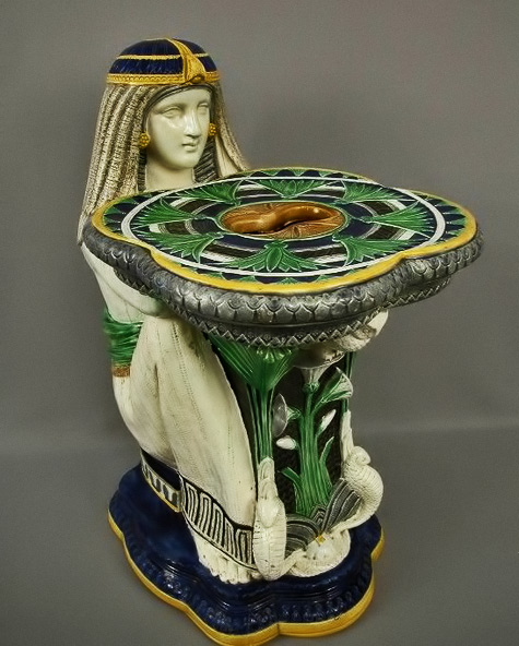 moore-and-co-majolica-seat-475x492 Majolica Moore & Co Egyptian Garden Seat.Seated Egyptian lady