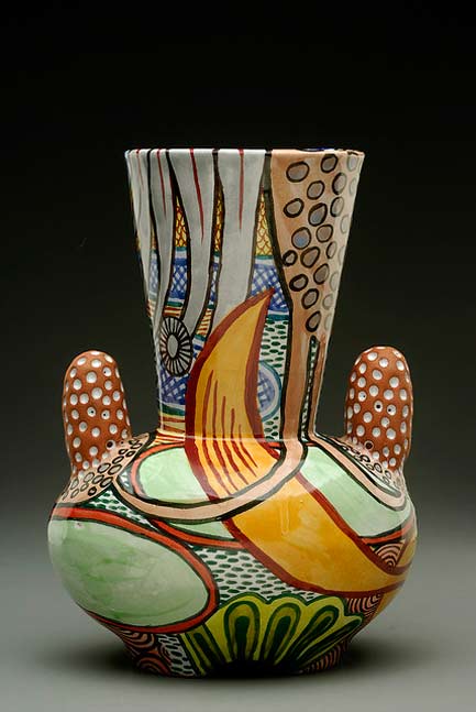 Megan-Bogonovich-ceramic-vase majolica-shoulder-pad-vase - Megan-Bogonovich