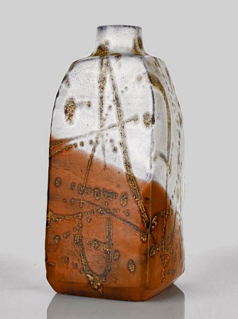 Marcello-Fantoni-ceramic-bottle Marcello-Fantoni- Italian artist - Ceramic bottle with four facted sides