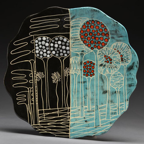 Marcy-Neiditz-ceramic-dish Marcy-Neiditz abstract trees motif plate