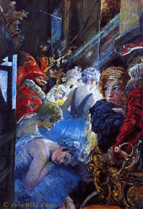 Mariano-Fortuny---Les-coulisses-de-la-Scala-de-Milan Mariano Fortuny -oil painting Les coulisses de la Scala de Milan--Backstage of La Scala Theater 1934 ·