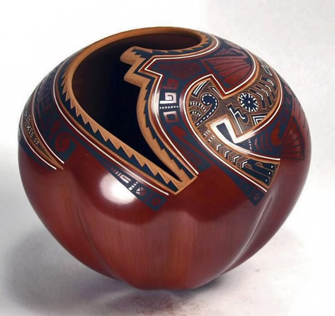 Baudel-Lopez-mata-ortiz-473x446 Mata Ortiz Pottery by Baudel Lopez polished pot in red and black