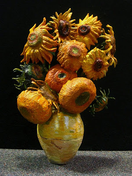 Mauricio-Perez---paper-mache-flowers Van Gogh sunflowers - Mauricio Perez