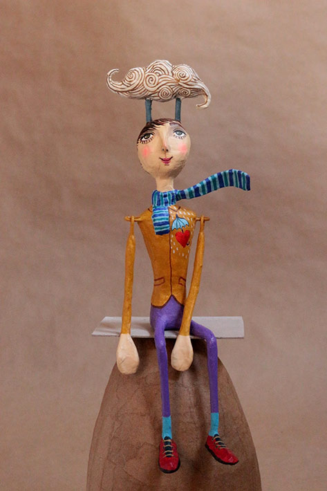 Mauricio-Perez--head-in-clouds Mauricio Perez--head in clouds paper mache figure