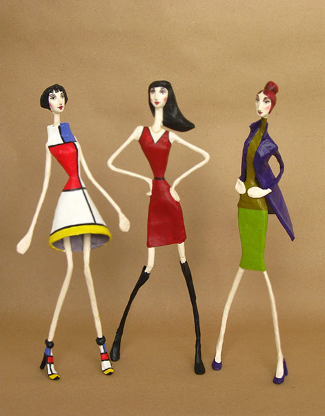 Mauricio-Perez-paper-mache-fashion-models Mauricio Perez - 3 paper mache fashion models