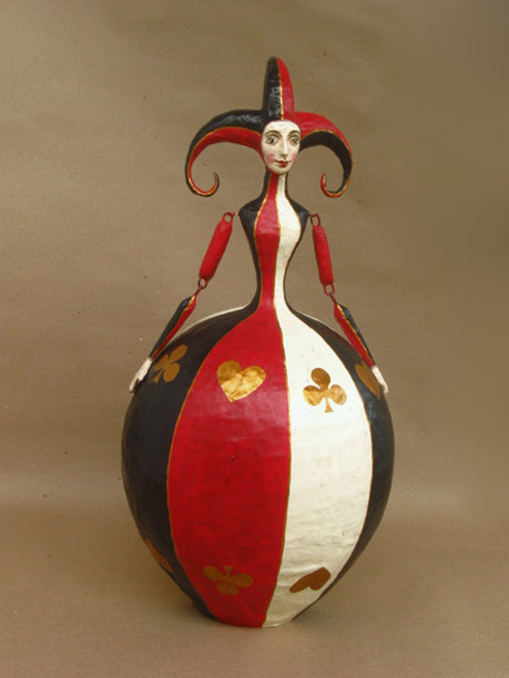 Mauricio-Perez-female-jester Mauricio Perez-female-jester in red,gold,black and white