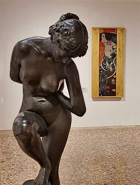 Max-Klinger life-size-bronze-sculpture-of-'Badende'(-Bather)-Black-and-Gustav-Klimpt--Juddith-II-Salome Max Klinger and Gustav Klimt
