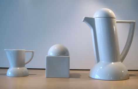 Porcelain-coffee-pot Contemporary memphis_tea_coffee set Porcelain-1980's-Germany by Lutz Rabold “City” Coffee Service for Arzberg