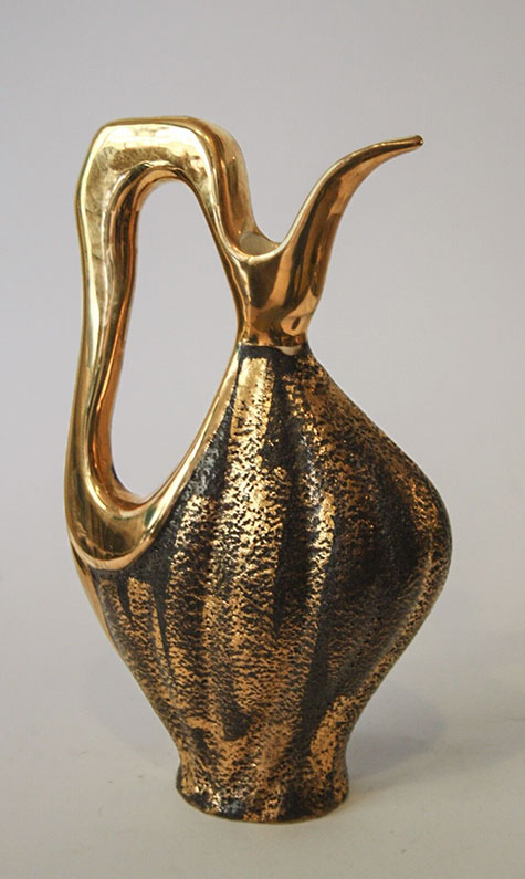 MID-CENTURY-CERAMIC-JUG-VINTAGE-GOLD-LAVA-VASE-1950s-60s MID-CENTURY-CERAMIC-JUG-VINTAGE-GOLD-LAVA-VASE-1950s-60s