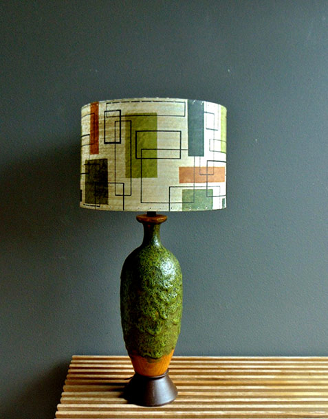 Mid-Century-Modern-drip-lava-pottery-table-lamp-&-fiberglass-shade Mid-Century-Modern-drip-lava glaze pottery-table-lamp-&-fiberglass-shade