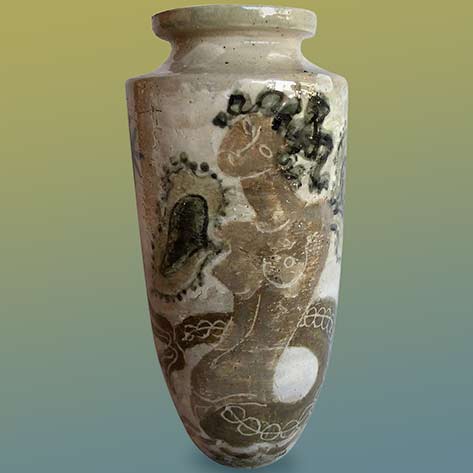 Mid-Century-Modern-Rene-Buthaud-French-Ceramic-Glazed-Vase---BERTIL-BERNHARDT-Miami Mid-Century Modern Rene Buthaud French Ceramic Glazed Vase - BERTIL BERNHARDT-Miami