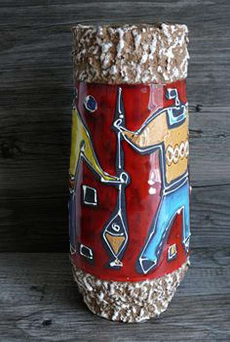 Mid-Century-Portofino-Abstract-Fisherman-Vase-Signed-Santi-Italy-Italian-Pottery Mid-Century-Portofino-Abstract-Fisherman-Vase by Santi