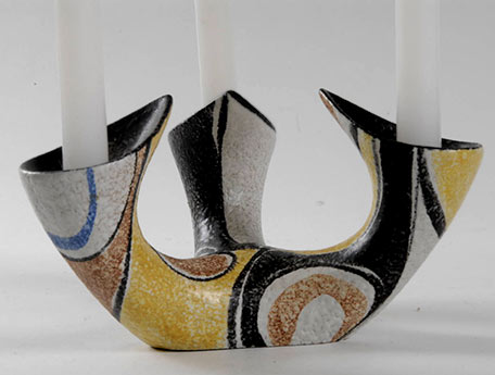 Mid-century-Ruscha-Milano-tri-candle-holder,-West-Germany