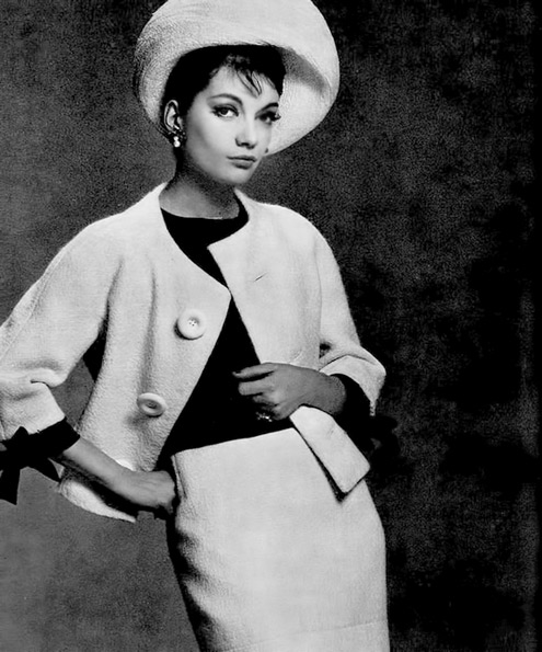 capucci-dress--495x595 Model-in-white-wool-suit-with-black-wool-blouse-by-Capucci--photo-by-Georges-Saad--1961--