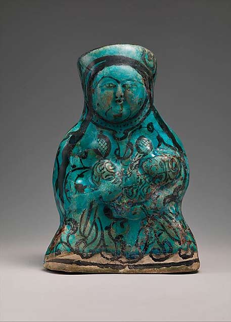 Molded-Vessel-in-the-Form-of-a- Mother-and-Child sculpture-12th--13th-century