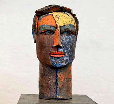 monica-van-den-berg-ceramic-head monica-van-den-berg photographer-lisa-hnatowicz --- abstract ceramic head bust