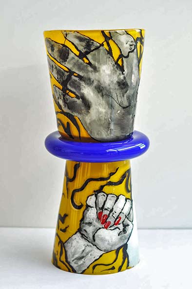 Monumental-Enameled-Glass-Vase-by-Lea-Bartneck-- Glass-Vase-by-Lea-Bartneck
