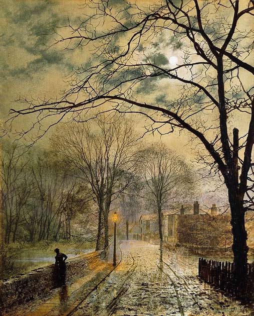 John-Atkinson-Grimshaw-painting Moon-Alley,-John-Atkinson-Grimshaw,-1878