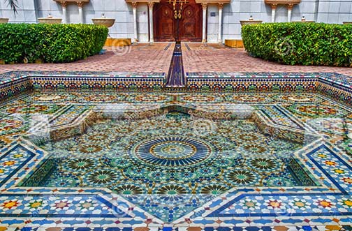 moroccan-pavilion-putrajaya-malaysia-selangor-october-beautiful-pool-decorated-marbles-mosaic-which-architecture-49247522 Moroccan tiled geometric pool fountain