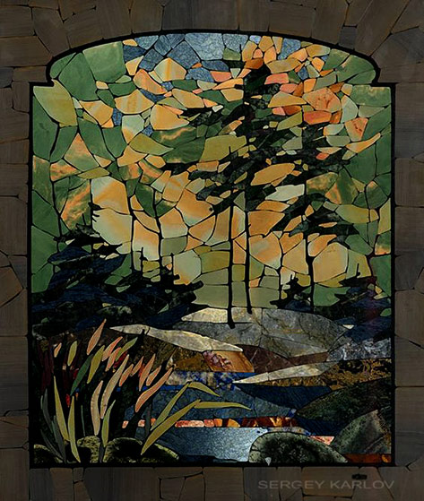 Mosaic-Landscape-Panel-Sergey-Karlov Mosaic Landscape wall art -Sergey Karlov