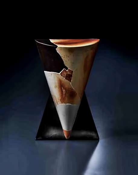 Munemi Yorigami-ceramic-recreation-sculpture munemi-yorigami conical sculpture