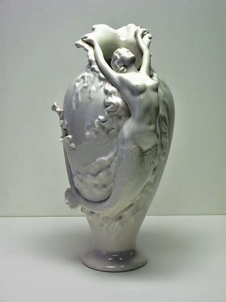 murano-artglass-PorcelainMermaidVases-BD31L Porcelain Mermaid Vase