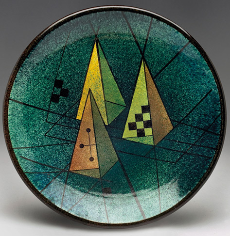 myrton-purkiss-goemetric-plate-473x487 Myrton Purkiss plate,-detailed and colorfully painted geometric designs,