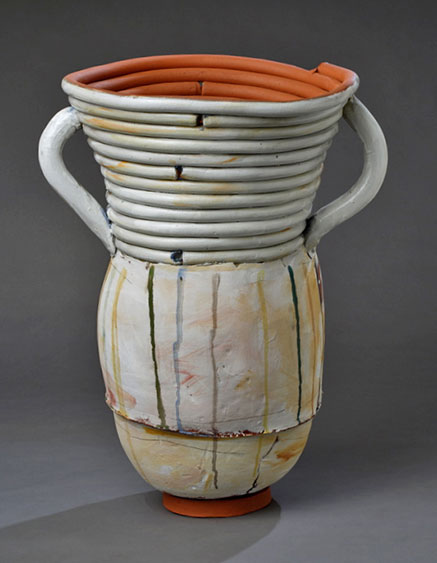coil-and-slab-pot-Nancy-Selvin Nancy-Selvin-Large+Pot+w-drips,+Ceramic,+28”+x+18”+diameter,++2014