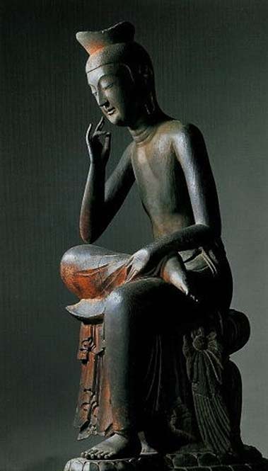 Buddha-statue-Kyoto-Japan National-treasure-of-Japan Miroku Bosatsu statue