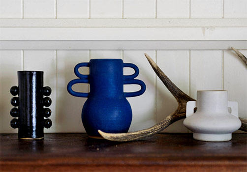 Nicolette-Johnson-vases-three Black, blue and white vase - Nicolette Johnson
