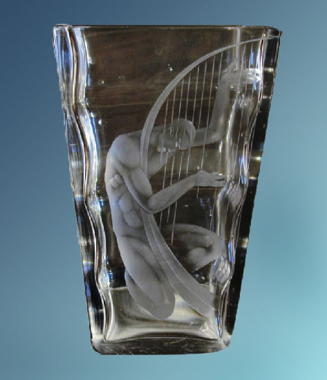 Nude-with-Harp,-Rare-Art-Deco-Vase-by-Lindstrand-for-Orrefors Nude-with-Harp,-Rare-Art-Deco-Vase-by-Lindstrand-for-Orrefors