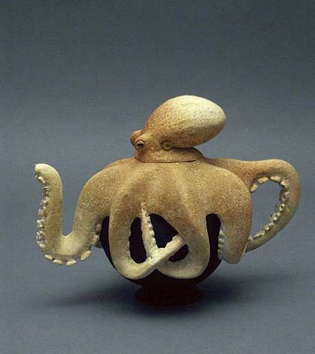 Octopus-Teapot---Hand-carved-bass-wood-and-acrylic-paint Charming octopus wood teapot