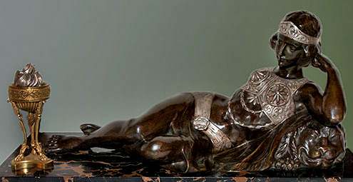 Odalisque-In-Bronze-Art-Deco-Period-Claude-Mirval---Galerie-Lauretta-= Reclining lady In Bronze Art Deco Period Claude Mirval---Galerie Lauretta