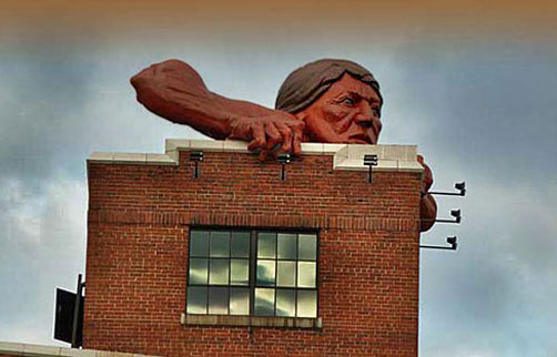 Paul-Di-Pasquale-roof-sculpture odell---Di-Pasquale-Connecticut---Connecticut-overlooking-the-James-River-tidal-basin,-2010,-the-Historic-Lucky-Strike-building=-