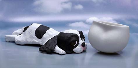 Oishi-Shiori---ceramic-dog-and-cup Oishi-Shiori---ceramic dog and cup