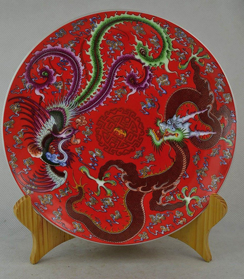 dragon-phoenix-porcelain-dish-493x563 Old Handwork Jingdezhen Porcelain Painting Dragon & Phoenix