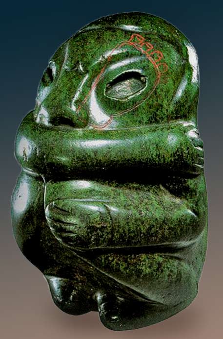 Olmec-Shaman's-animal-spirit-companion Olmec-Shaman's-green sculpture animal-spirit-companion