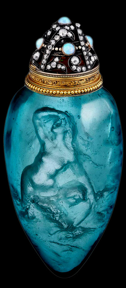 rare-lalique-perfume-bottle Rare Rene lalique - only five known to exist. The bottle marks Lalique's first attempt at using the lost wax, cire perdue, technique with glass ~ M.S. Rau Antique