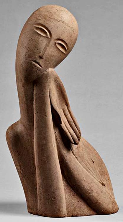 ossip-zadkine-sculpture-bust ossip-zadkine-buste-de-jeune-fille-1914-zadkine-research-center