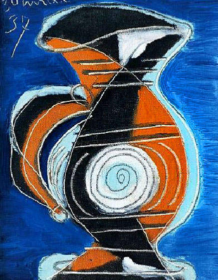 Pablo-Picasso-Orange-and-Blue-Pitcher-1937 Pablo Picasso-Orange and Blue Pitcher-1937