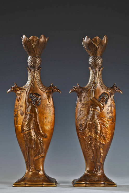 Egyptian-Revival-vases-Charles-Louchet Charles-Louchet-Pair-of-'Egyptian-Dancers'-Vases