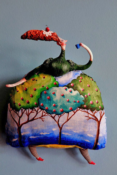 Katya-paper-doll-sculpture paper-doll-sculpture - lady wearing an apple tree patterned own ----KATYA