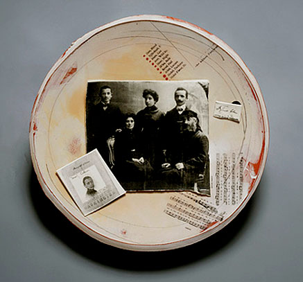 Pareve-Nancy-Selvin-ceramics Pareve-Nancy Selvin ceramic plate with vintage photo