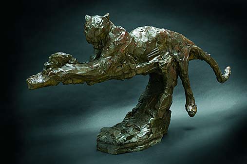 patrick-villas-sculpture patrick-villas bronze wild cat sculpture
