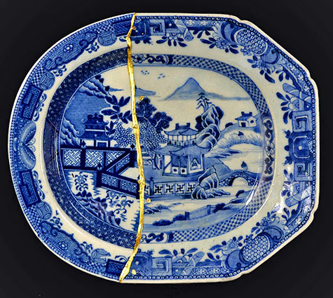 paul-scott-mended-porcelain-plates Cumbrian Blues Collaged Ceramics by Paul Scott
